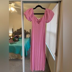 NWT L Space Pink Puff Sleeve Dress